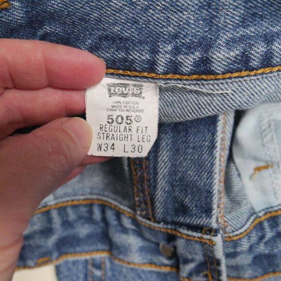 Levi's 505 Regular Fit Men's Straight Leg Jeans Size 34x30 Denim Medium Blue - Picture 6 of 8